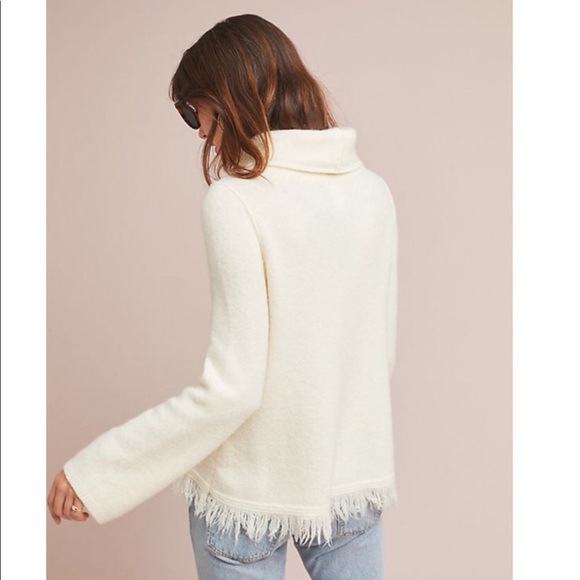 Anthropologie Akemi+Kin Aruna Fringe Cowl neck Sweater M - Picture 4 of 8